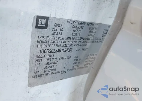 2016 Chevrolet Colorado Lt from USA, damaged, VIN 1GCGSCE34G1124869